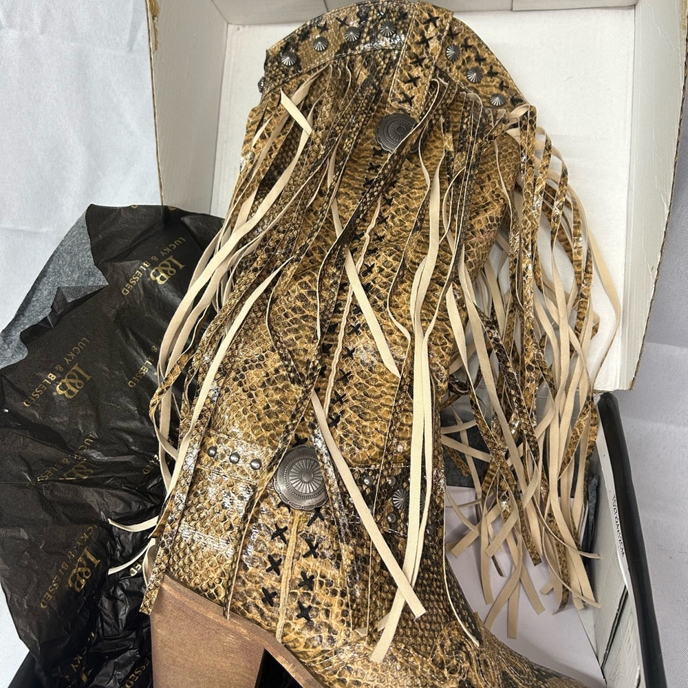 L&B Brown Snake Pattern Boots - Picture 2 of 3